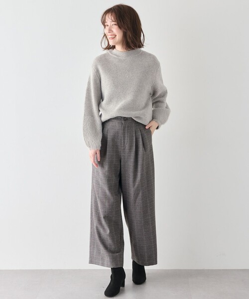 ANY（エニィ） パンツ 「ウエストゴム」ウーリッシュ2タックワイド