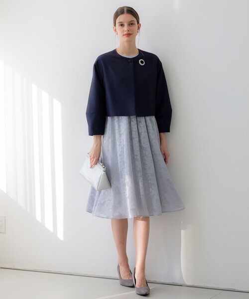 23区新品未使用APPLAUDIR ノーカラージャケット ネイビー 38 23区（ニジュウサンク） ジャケット ノーカラージャケット 「APPLAUDIR