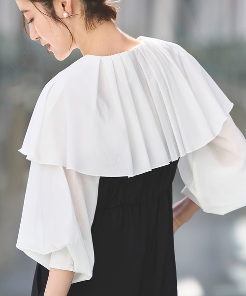 RUIRUE BOUTIQUE セットアップ 洗える ｜ タック ケープカラー