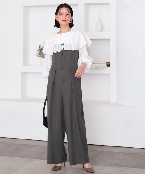 RUIRUE BOUTIQUE セットアップ 洗える ｜ タック ケープカラー