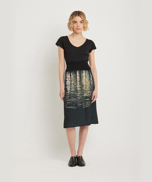 agnes b.（アニエスベー） スカート フォトプリント サテン スカート