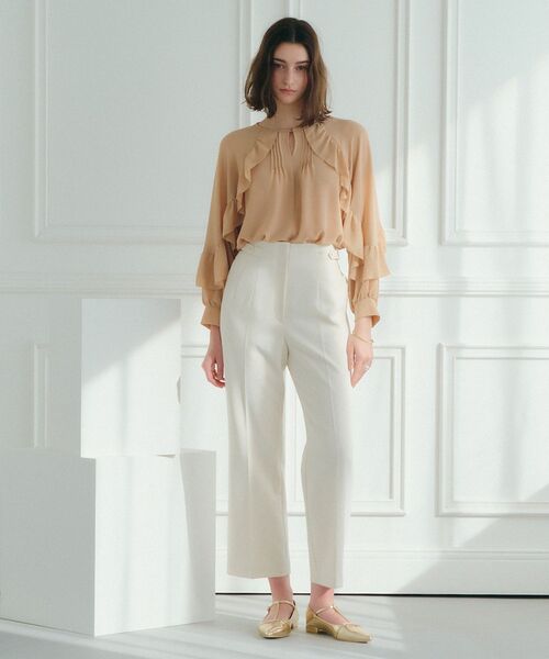 YECCA VECCA スラックス パンツ サイドベルテッドハイウエストパンツ