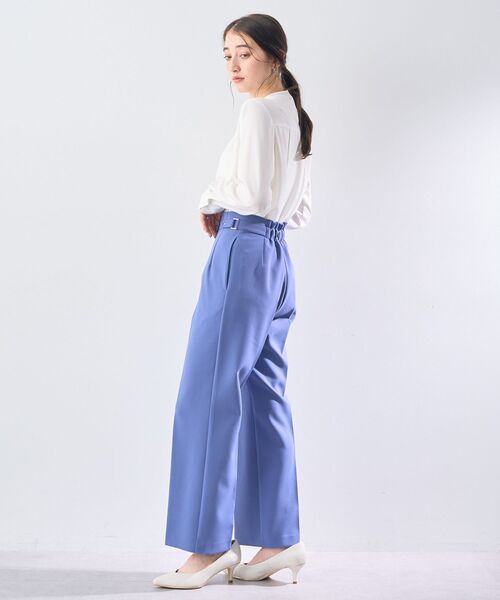 YECCA VECCA スラックス パンツ サイドベルテッドハイウエストパンツ