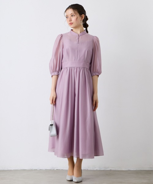 AIMER（エメ） ドレス ボリュームスリーブフレアシフォンパーティー