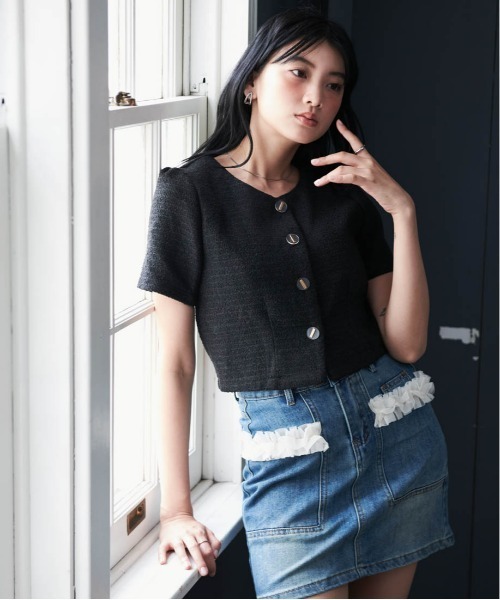 「solleim」 ツイードジャケット M オフホワイト レディース_画像2