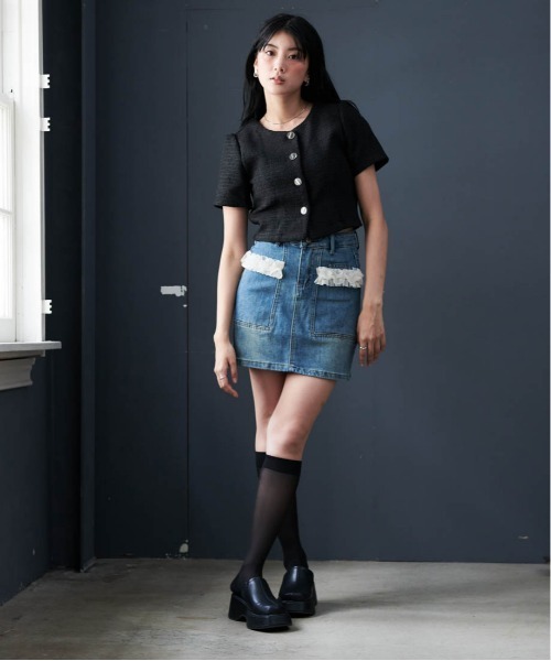 「solleim」 ツイードジャケット M オフホワイト レディース_画像4