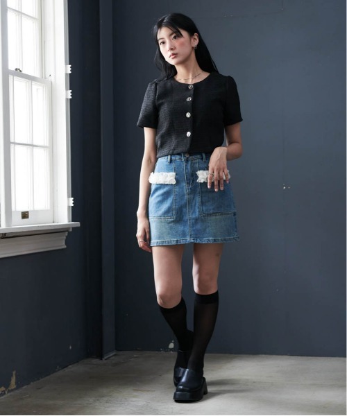 「solleim」 ツイードジャケット M オフホワイト レディース_画像5