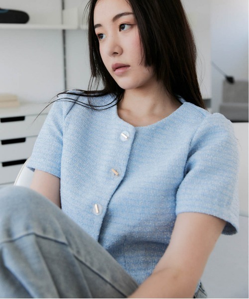 「solleim」 ツイードジャケット M オフホワイト レディース_画像6