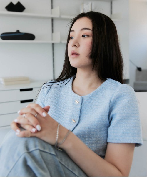 「solleim」 ツイードジャケット M オフホワイト レディース_画像8