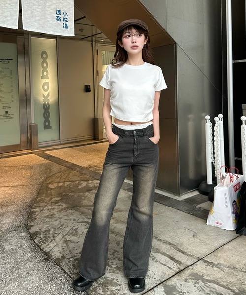 raycassin ウエスト調節可フレアデニムパンツ M Ray Cassin ジーンズ デニム デニムパンツ 「ウエスト調節可/2