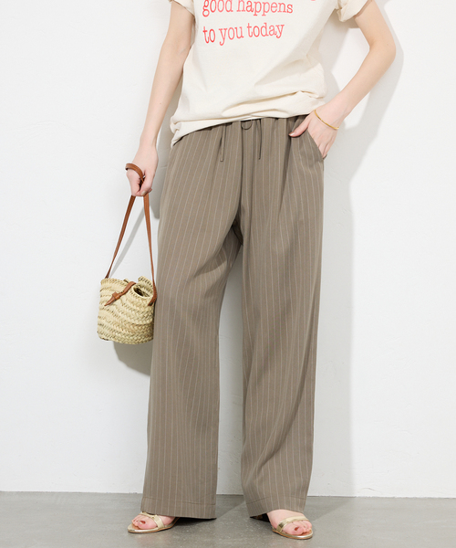 超人気の雑貨店 SLOBE IENA パンツ フィブリルストライプリラックスパンツ パンツ