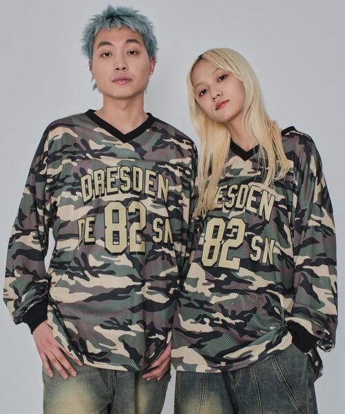 WEGO（ウィゴー） tシャツ WEGO/カモフラナンバリングホッケーロンT