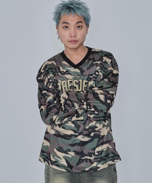 WEGO（ウィゴー） tシャツ WEGO/カモフラナンバリングホッケーロンT