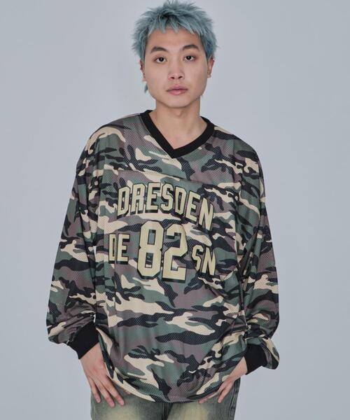 WEGO（ウィゴー） tシャツ WEGO/カモフラナンバリングホッケーロンT