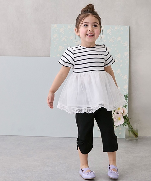 パンツ 「スマイルシリーズ」サイドリボン7分丈パンツ キッズ 子供服 女の子 | petit main | 02