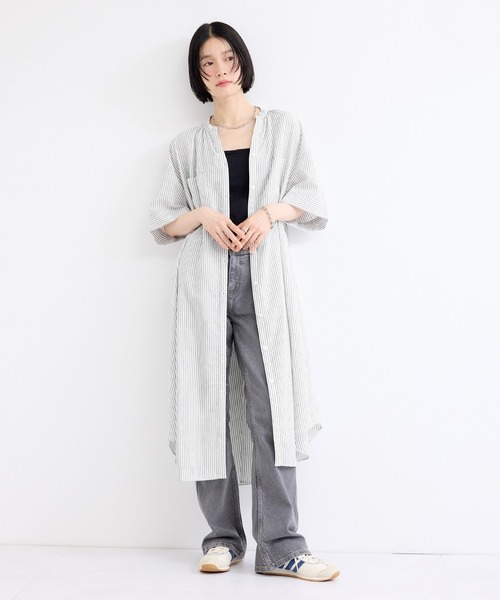 LE CERCLE par rope' シャツワンピース ストライプシャツワンピース