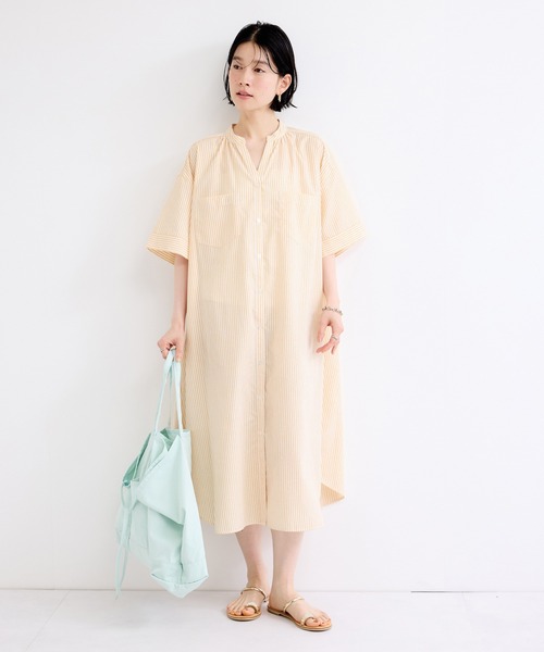 LE CERCLE par rope' シャツワンピース ストライプシャツワンピース