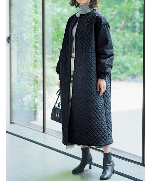 IEDIT 切替　キルティングコートブラック　4L 大きいサイズ IEDIT（イディット） コート X-LARGE ブラック レディース : ZOZOTOWN