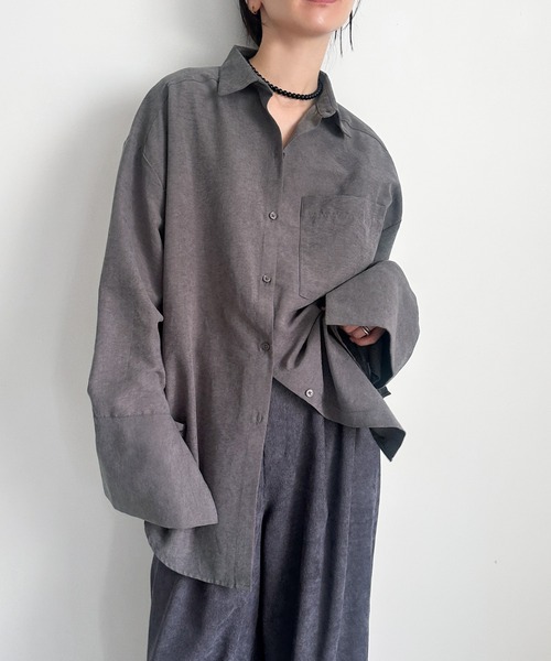 ブラウス シャツ カフスデザインオーバーサイズシャツ レディース