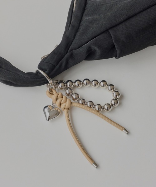 Phoebe チャーム ハート×レザーコードバッグチャーム レディース