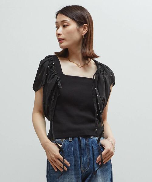 カーディガン インド綿ドット刺繍ギャザーボレロブラウス レディース soffitto カーディガン インド綿ドット刺繍ギャザーボレロ