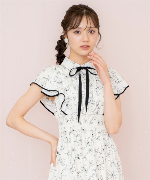 WILLSELECTION ワンピース ラインフラワーパイピングティアード