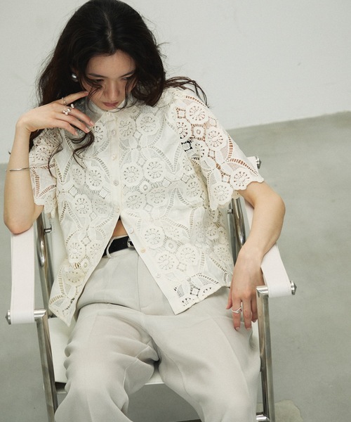 トップス embroidery shirt color embroidery shirt A1446 | Lucy's Select