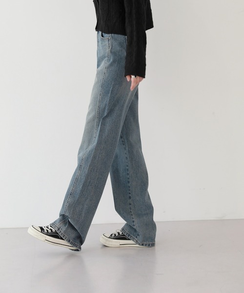 [by muni:r] обработка Denim брюки MEDIUM голубой женский 
