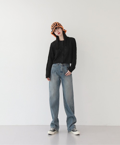 [by muni:r] обработка Denim брюки MEDIUM голубой женский 