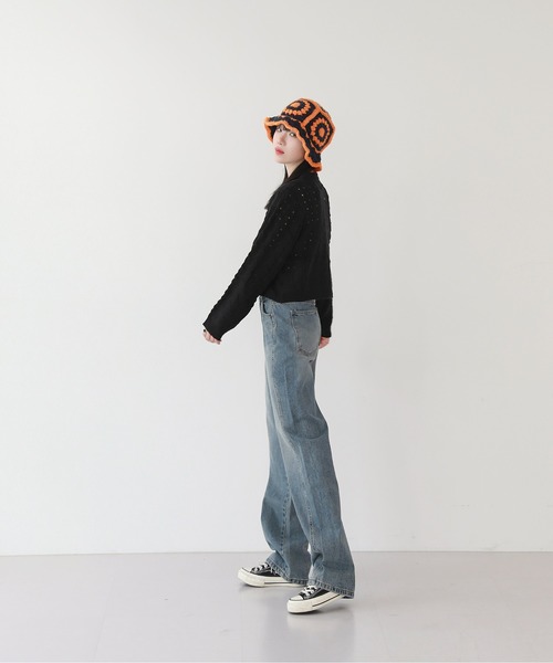 [by muni:r] обработка Denim брюки MEDIUM голубой женский 