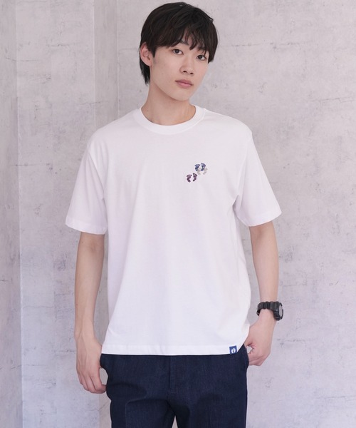 ハンテン 半袖シャツ メンズ LARGE L HANGTEN 綿100％ロゴ刺繍半袖Tシャツ HANGTEN（ハンテン）【大きいサイズ