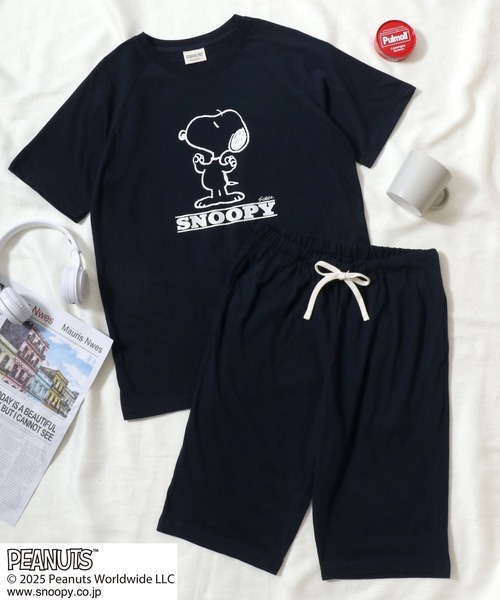 パーツ T パジャマ SNOOPY（スヌーピー）キャラクタープリントラグラン半袖T