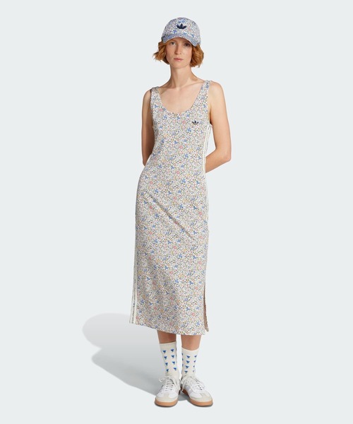 国内発送【adidas】 3ストライプ タンク マキシドレス adidas 3 STRIPES TANK DRESS MAXI ブラック/ホワイト