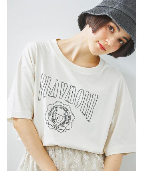 Samansa Mos2 tシャツ 「接触冷感」刺繍ロゴアソートTシャツ
