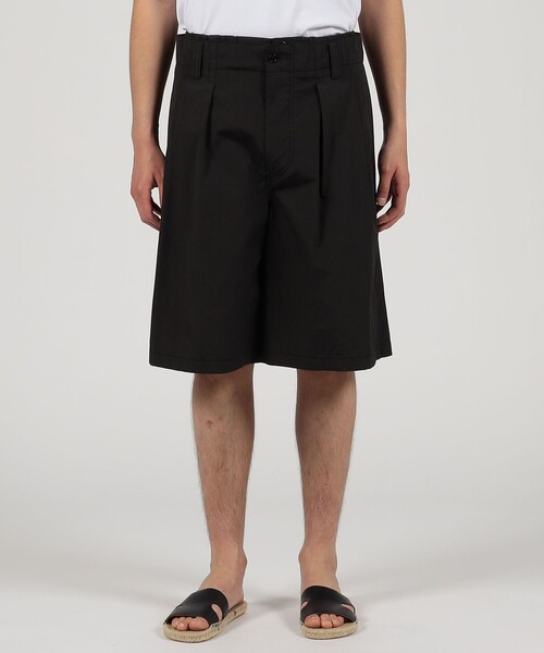 ハーフパンツ パンツ コットンシャンブレー 2プリーツ ショートパンツ メンズ_4