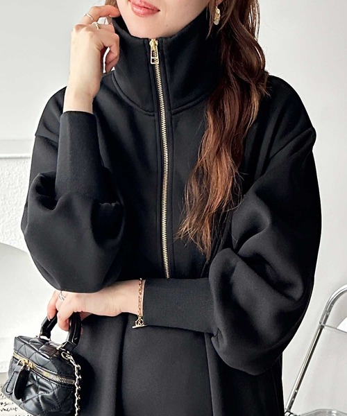 GeeRA（ジーラ） ワンピース 2WAYハーフジップハイネック裏起毛