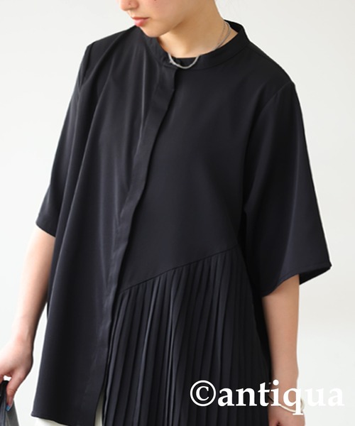 「antiqua」 「patterntorso」半袖ブラウス P ホワイト レディース