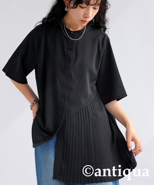 「antiqua」 「patterntorso」半袖ブラウス P ホワイト レディース