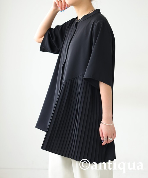 「antiqua」 「patterntorso」半袖ブラウス P ホワイト レディース