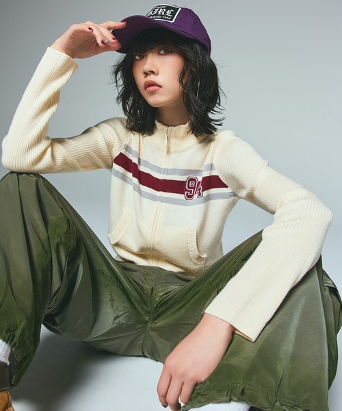 shopgirl73様ご依頼用 X-girl ニット セーター NUMBERING JACQUARD ZIP UP KNIT TOP
