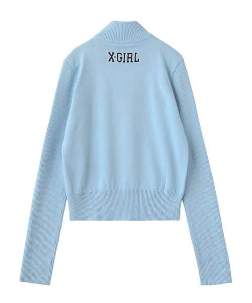 X-girl ニット セーター NUMBERING JACQUARD ZIP UP KNIT TOP