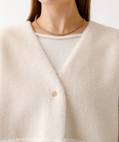ALOHA　新品MICA&DEAL リーバーシブルノーカラーボアコート MICA&DEAL ノーカラーコート コート 「MICA＆DEAL /マイカアンド