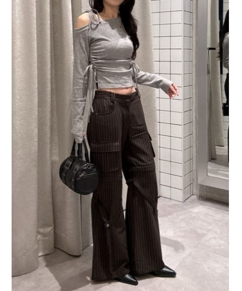 LAGUA GEM（ラグアジェム） スラックス パンツ STRIPE CARGO
