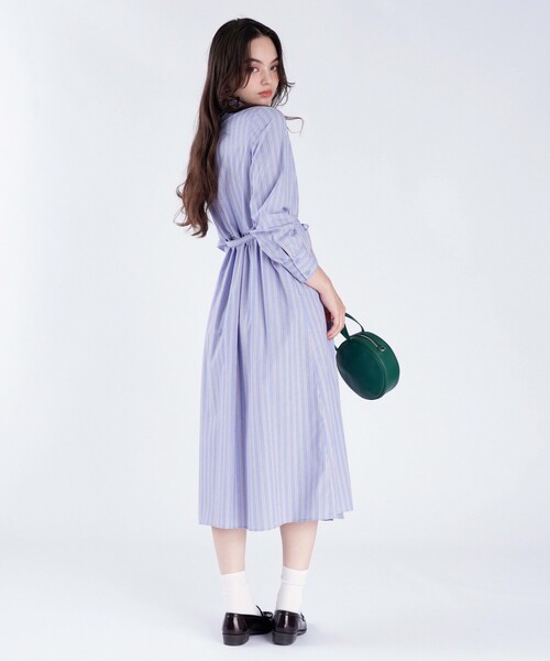 ビアズリー　ストライプ コットン ロングワンピース To b. by agnes シャツワンピース ストライプ コットン : ZOZOTOWN