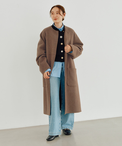 IENA（イエナ） ノーカラーコート 36 ブラウン レディース : ZOZOTOWN