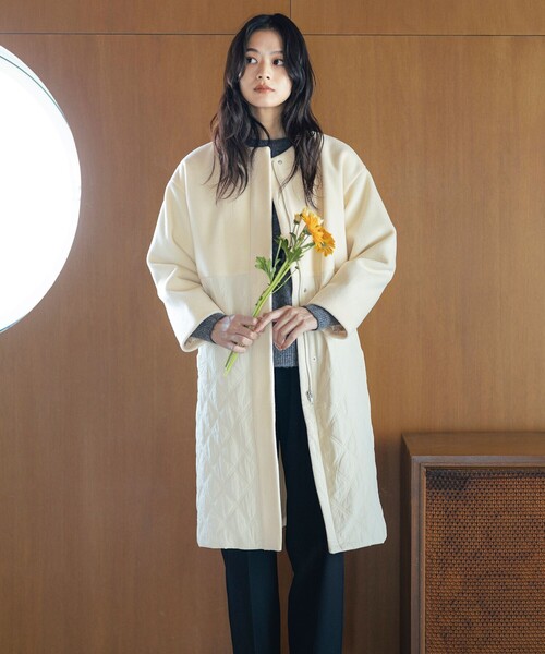B：MING by BEAMS（ビーミング by ビームス） ノーカラーコート コート
