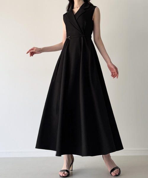 じじ♡ELLIE 【完売品】ジョーゼットノースリーブ【BLACK】 JUNOAH（ジュノア） ノースリーブワンピース SMALL ブラック