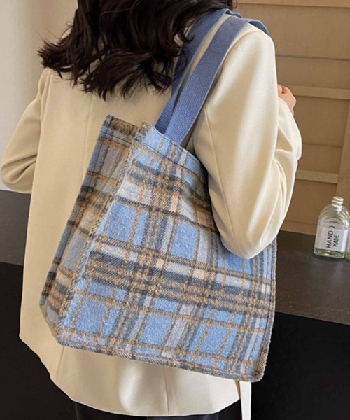 VIBGYOR トートバッグ FReePLACe/A4サイズ可能 マチあり チェック柄