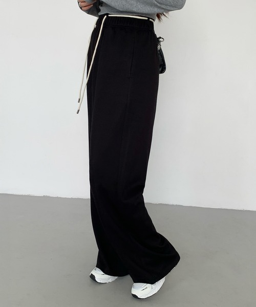 ワイドパンツ パンツ 「選べる丈」ダンボールニットドローストリング