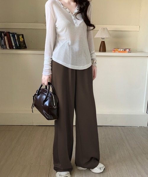 パンツ 「選べる丈」ダンボールニットドローストリングワイドパンツ